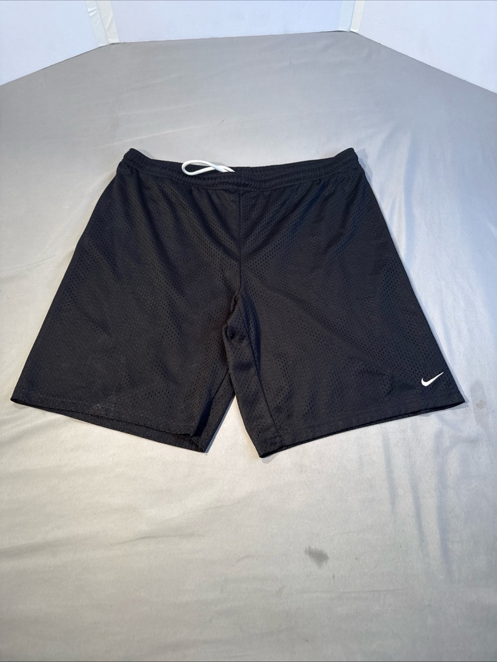Vintage Nike Black Athletic Mesh Shorts with White Drawstring